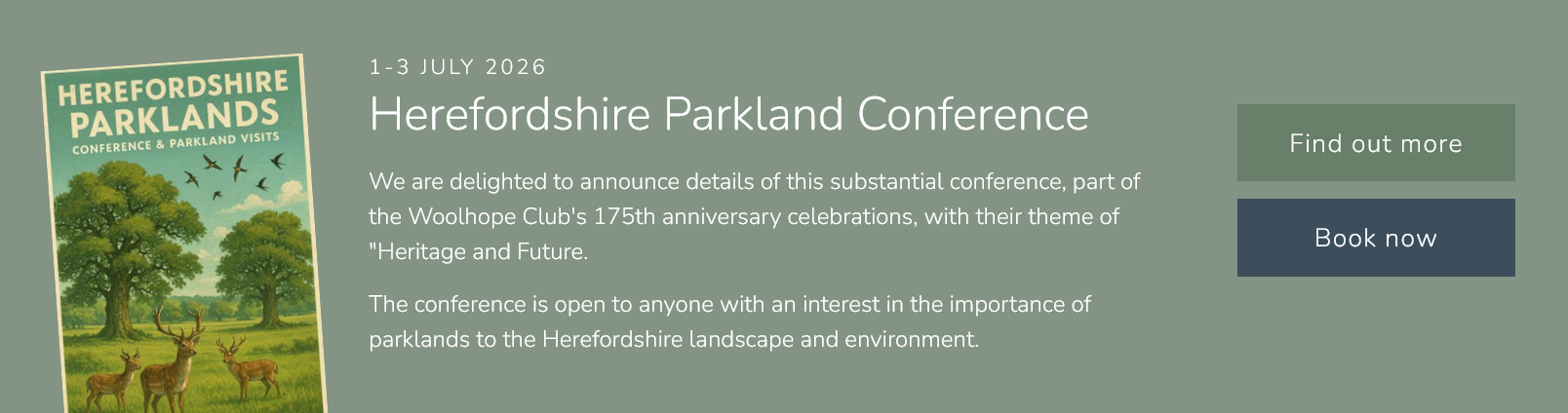 Herefordshire Parkland Conference banner — a large country house set in parkland